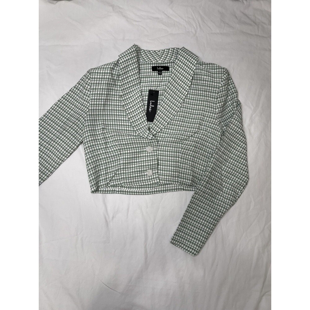 Lulus Crop Top Green Plaid Blazer/Flannel NWT - Brand New Size Small